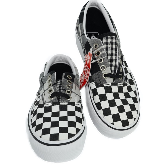vans era plaid black